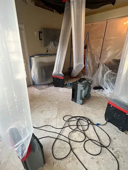 Containment and drying equipment set up in a Brooklyn home