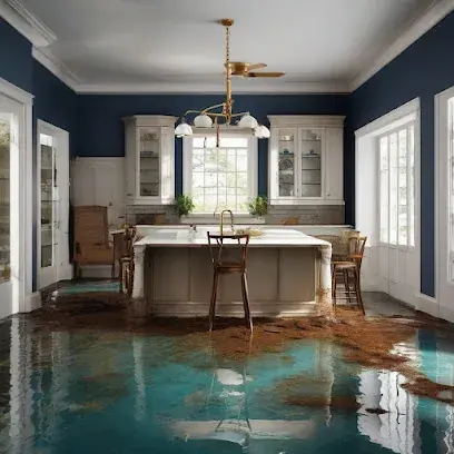 Standing flood water across the floor of a Brooklyn home